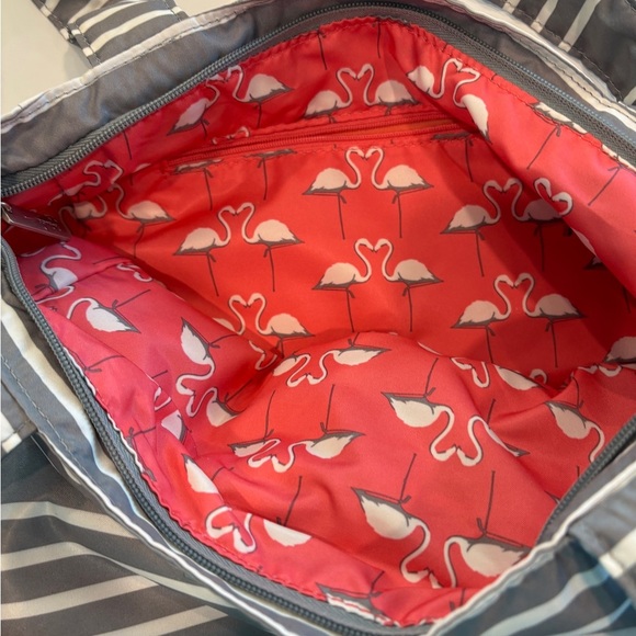 Jujube Lightweight Tote Gray and White Stripes - Picture 2 of 4